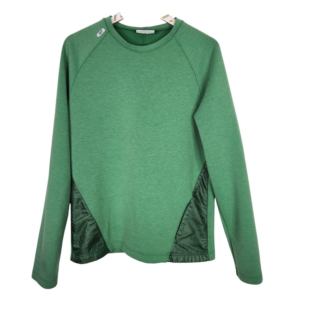 ALPHATAURI Sweatshirt Mens Large Green Pullover Zip Pocket Stretch Knit Athletic